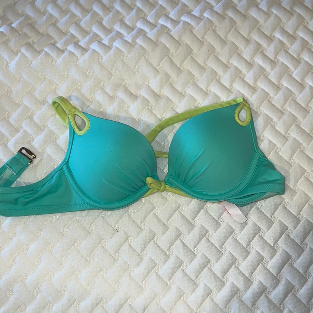 New NWT VS Victoria’s Secret bikini top. Turquoise and lime green 32A small